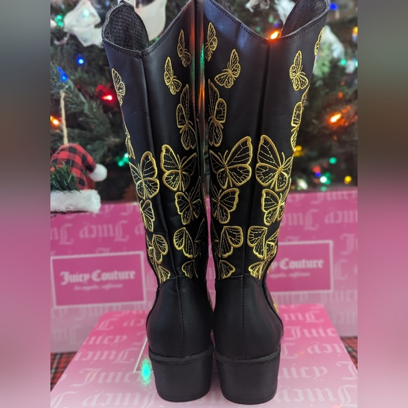 BNWOT Black With Butterfly Boots Size 8.5 - Picture 7 of 9